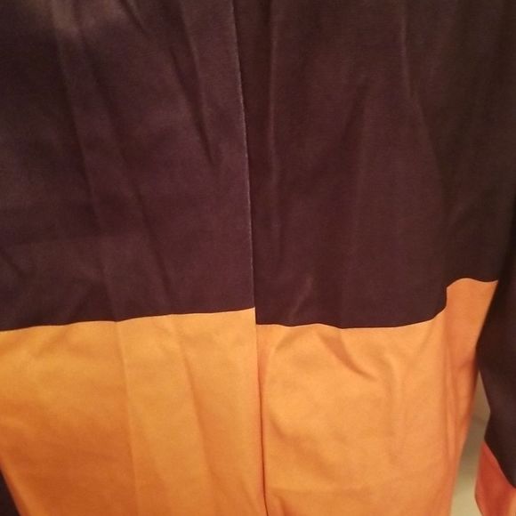 Womens Orange & Navy Color Block  Faux Fur Removable Collar Coat New Wool Look L - Picture 9 of 13